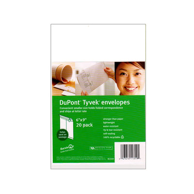 DUPONT Envelopes. 6" x 9", 20 Pack, Self Sealing, White, Case Pack of 20, Ideal for Bulk Buyers