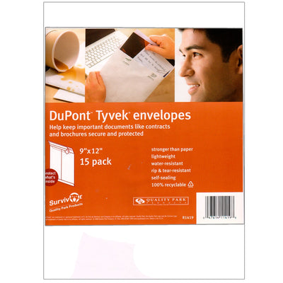 DUPONT Envelopes,  9" x 12", 15 Pack, Self Sealing, White, Case Pack of 20, Ideal for Bulk Buyers