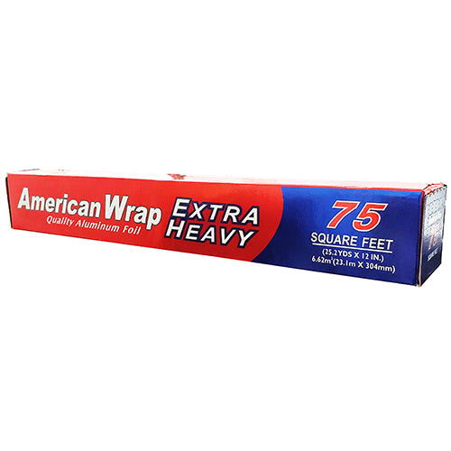 American Wrap, 75 Square Feet Extra Heavy Duty Aluminum Foil Roll, Case Pack of 24, Ideal for Bulk Buyers