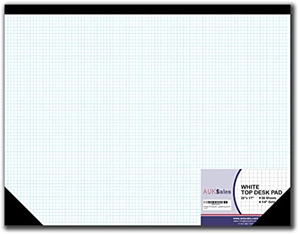 AUKSales TOP Sturdy Graph Desk Pad, 22"x17", 1/4 Quad Grid, 50 Sheets Per Pad, Precise Notetaking, Sketching, Ideal for Engineers, Architects, Designers, Mathematician & Draftsmen