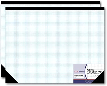 AUKSales TOP Sturdy Graph Desk Pad, 22"x17", 1/4 Quad Grid, 50 Sheets Per Pad, Precise Notetaking, Sketching, Ideal for Engineers, Architects, Designers, Mathematician & Draftsmen