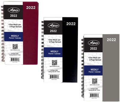 2022 Spiral Weekly Planner, 3" x 6" , Available in Case Pack of 48 , Ideal for Bulk Buyers, Wholesalers and Retailers