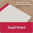 AUKSales Quad Ruled Legal Dual Pad 5 x 8 Inches -White Color 100 sheets per Perforated Pad, use in school, home and office