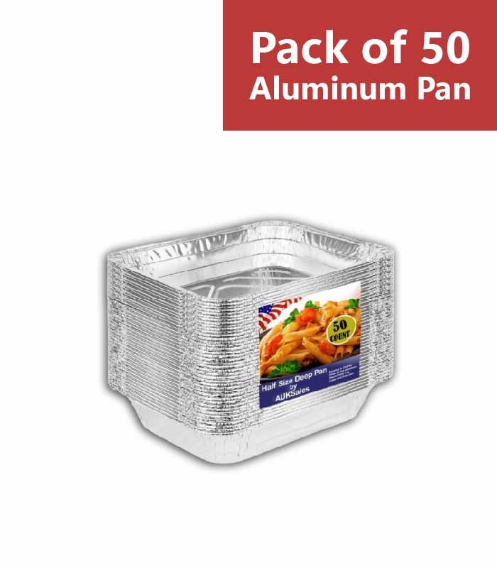 50 Count) 5-lb Disposable Aluminum Foil Pans with Lids Deep